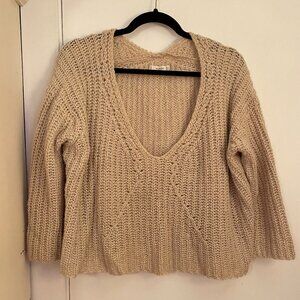 MANGO CASUAL V-Neck Boxy Cropped Sweater - S